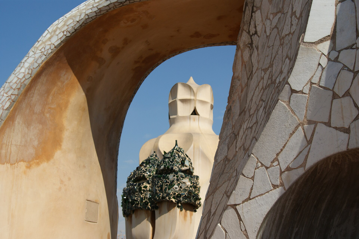 Sculptural roof details at Casa Milà in Barcelona Sculptural roof details at Casa Milà in Barcelona