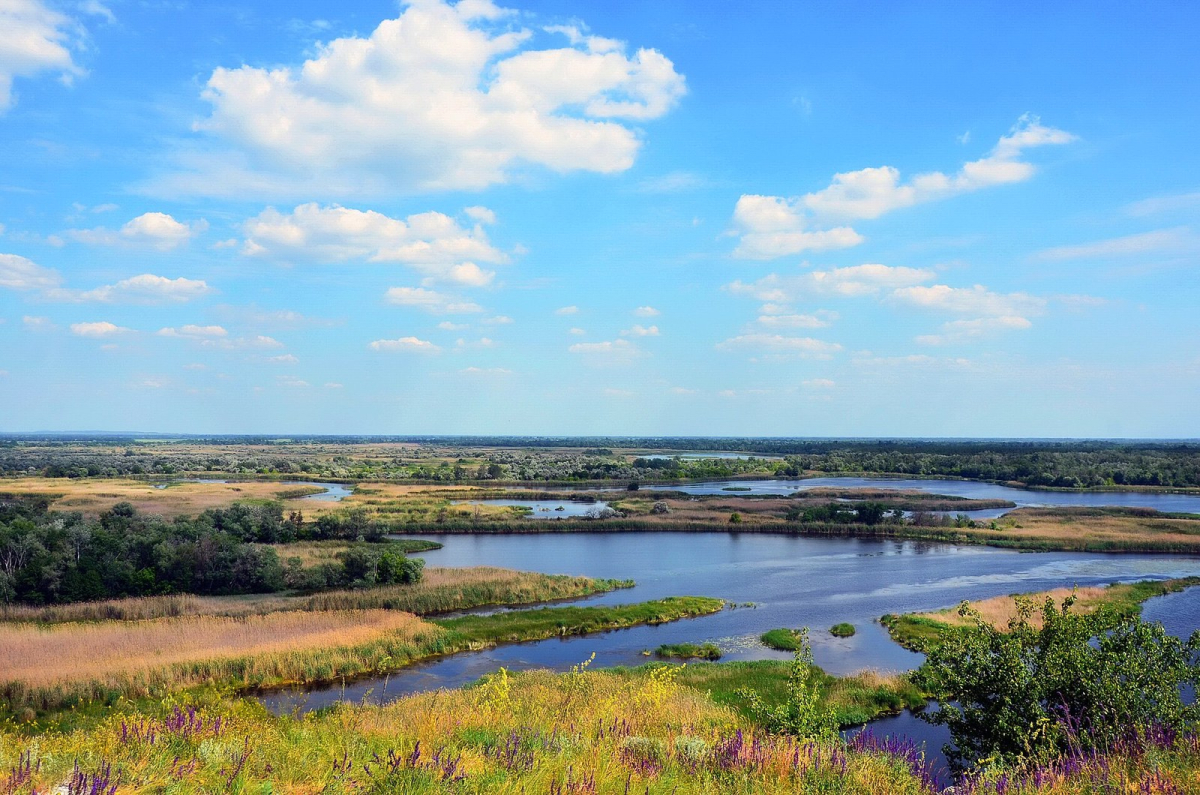 River landscape in the Luchkivskyi Landscape Reserve in summer River landscape in the Luchkivskyi Landscape Reserve in summer