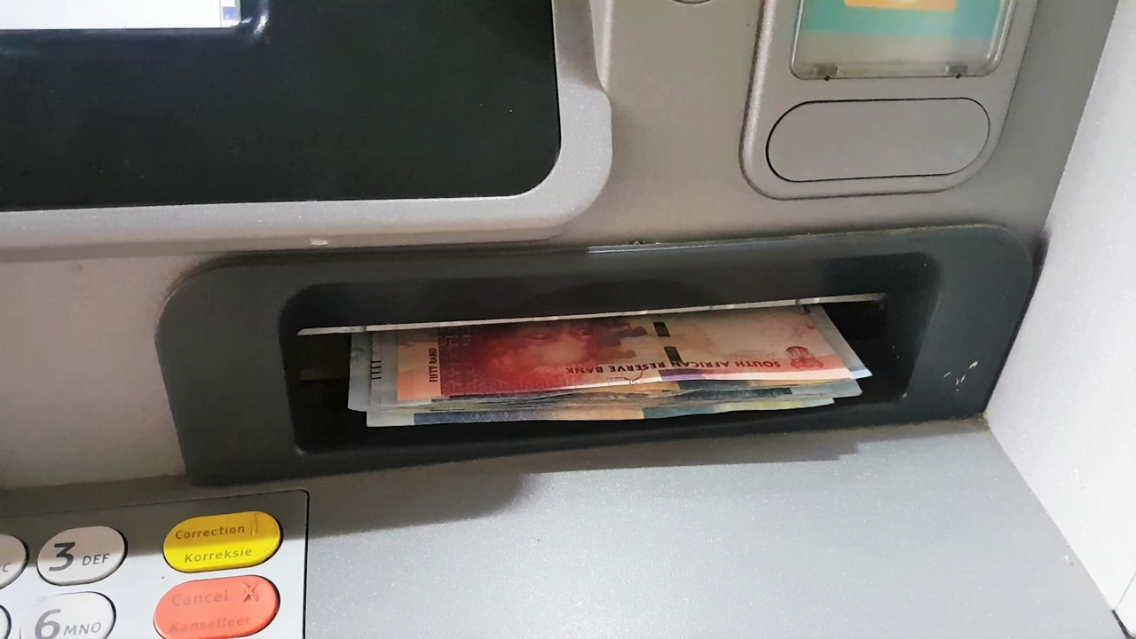 South African rand withdrawn from an ATM