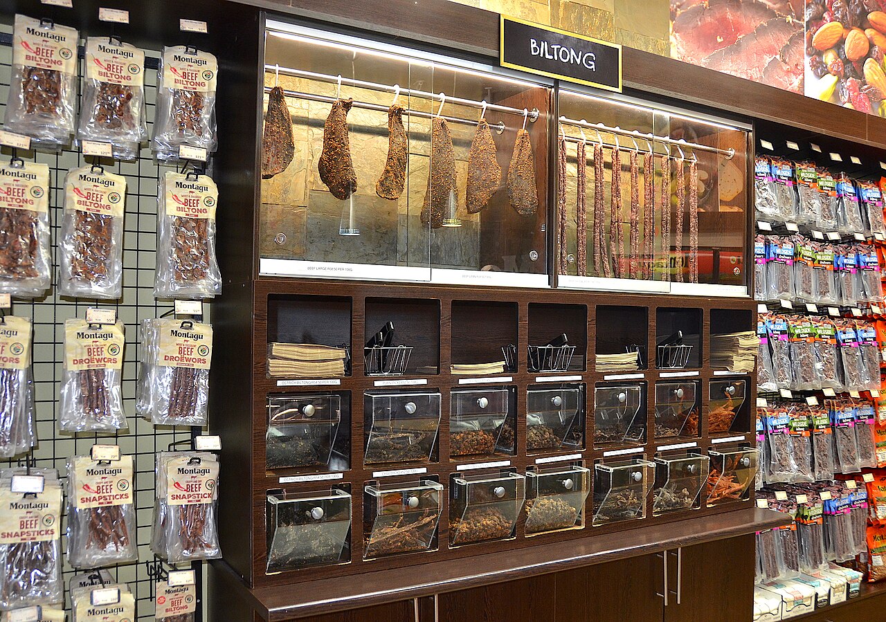 Biltong and droëwors served as South African snacks Biltong and droëwors served as South African snacks