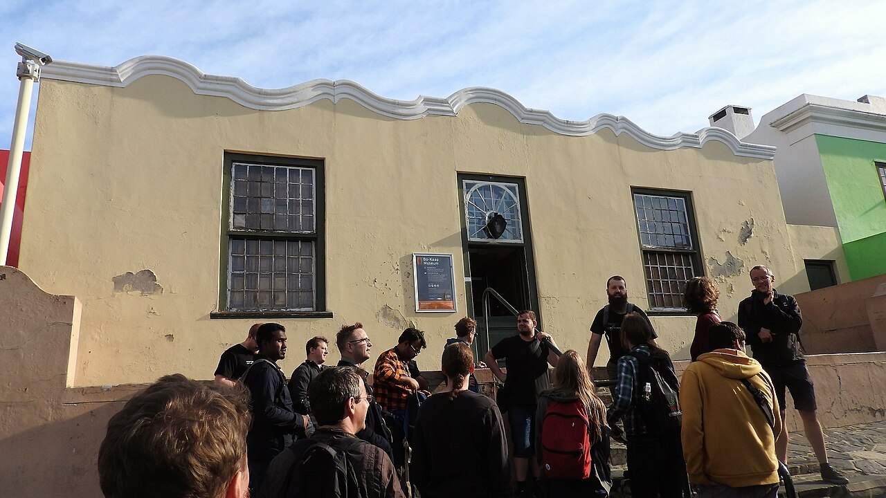 A guided group outside the Bo-Kaap Museum