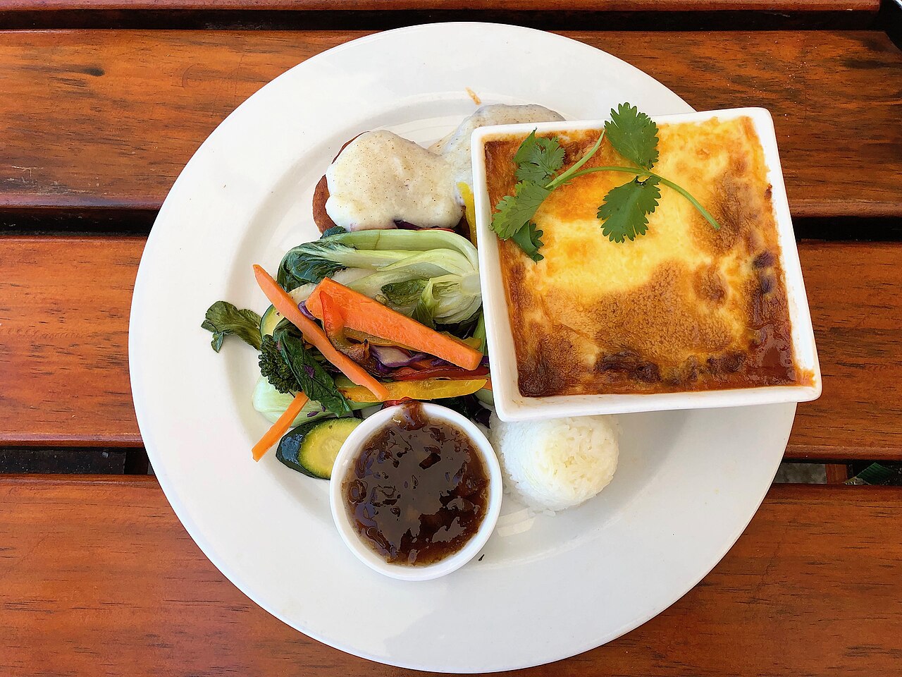 Bobotie with a golden egg topping Bobotie with a golden egg topping