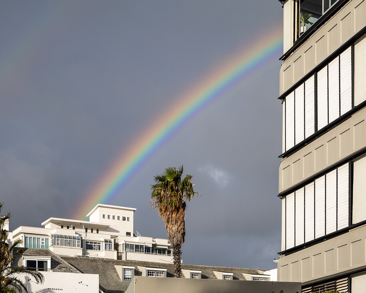 Rainbow over Sea Point buildings in Cape Town Rainbow over Sea Point buildings in Cape Town
