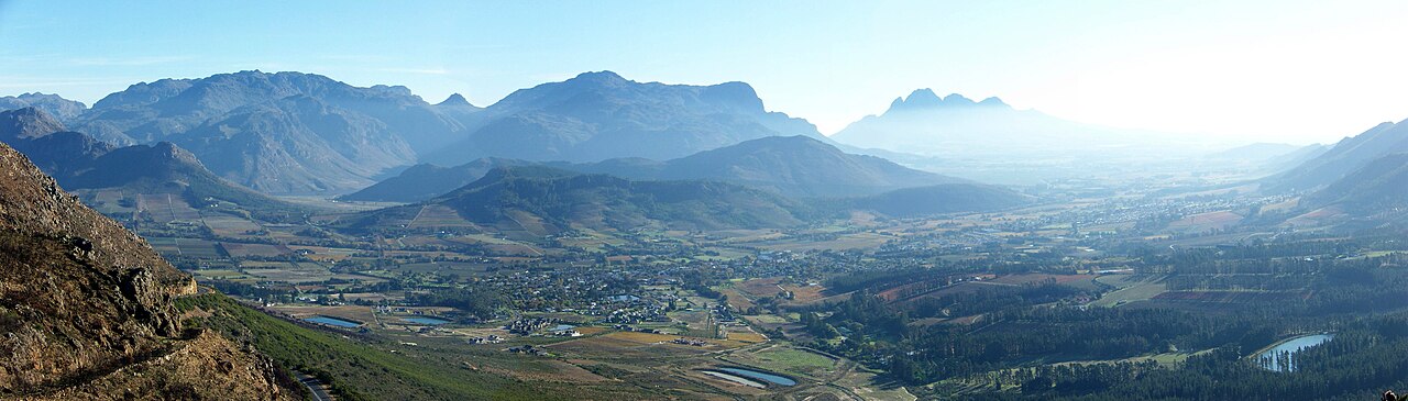 Franschhoek and the Berg River Valley from the pass Franschhoek and the Berg River Valley from the pass