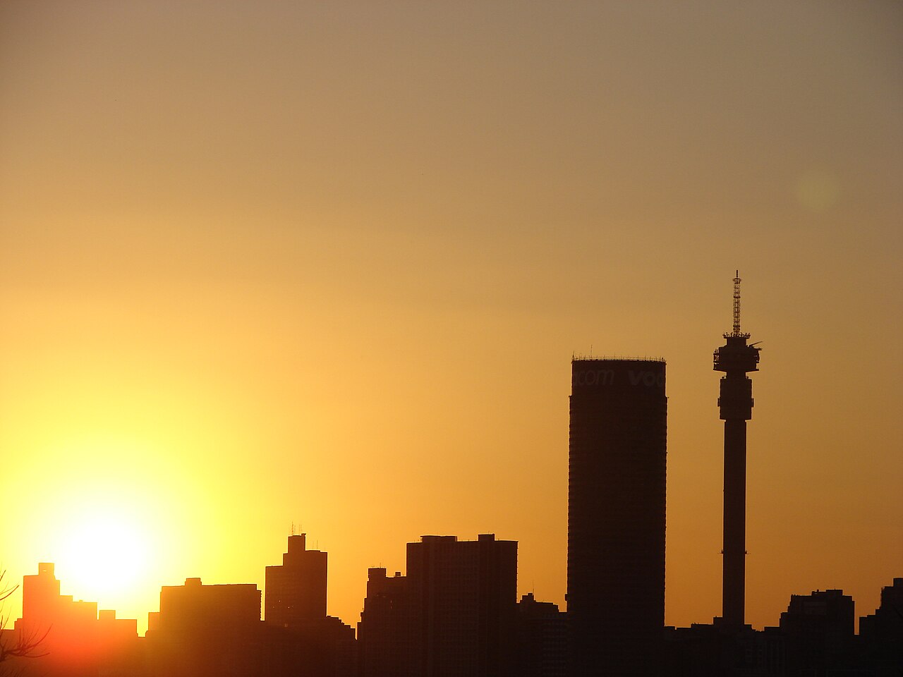 Johannesburg skyline near sunset