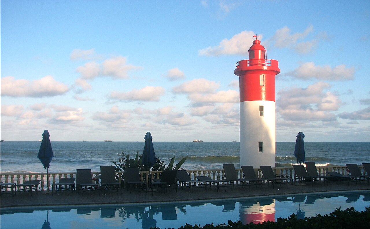 Pool terrace at The Oyster Box beside the uMhlanga lighthouse