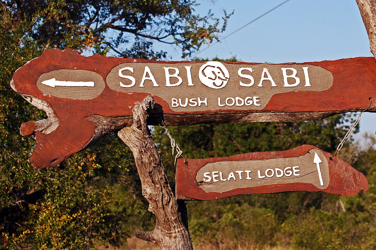 Signs for Sabi Sabi Bush Lodge and Selati Lodge