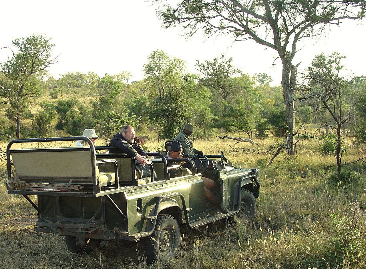 An open safari vehicle during a game drive at Sabi Sabi An open safari vehicle during a game drive at Sabi Sabi