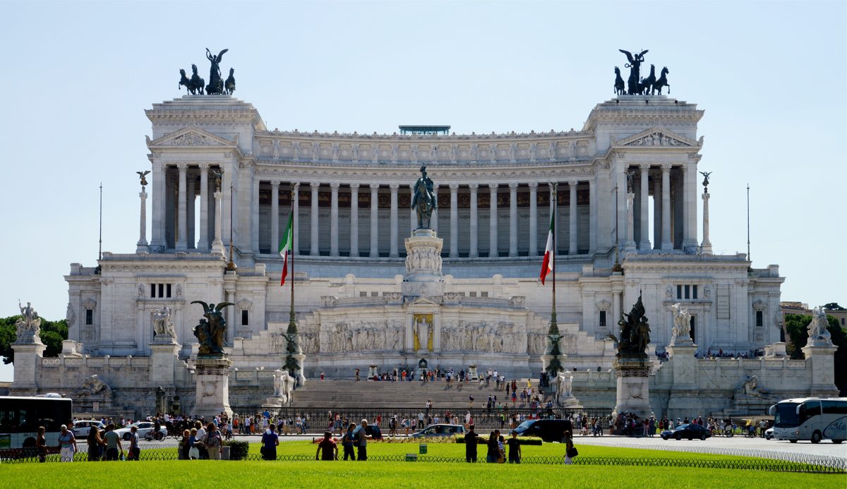 Vittoriano monument and its broad white facade