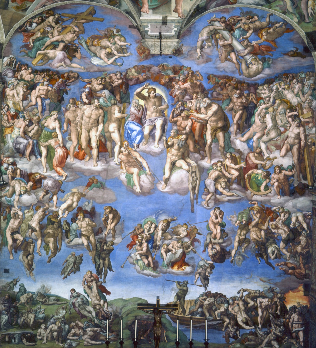 Michelangelo’s Last Judgement fresco, with Christ at the centre and groups of figures ascending and descending