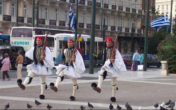 Evzones guards at the Hellenic Parliament, Athens