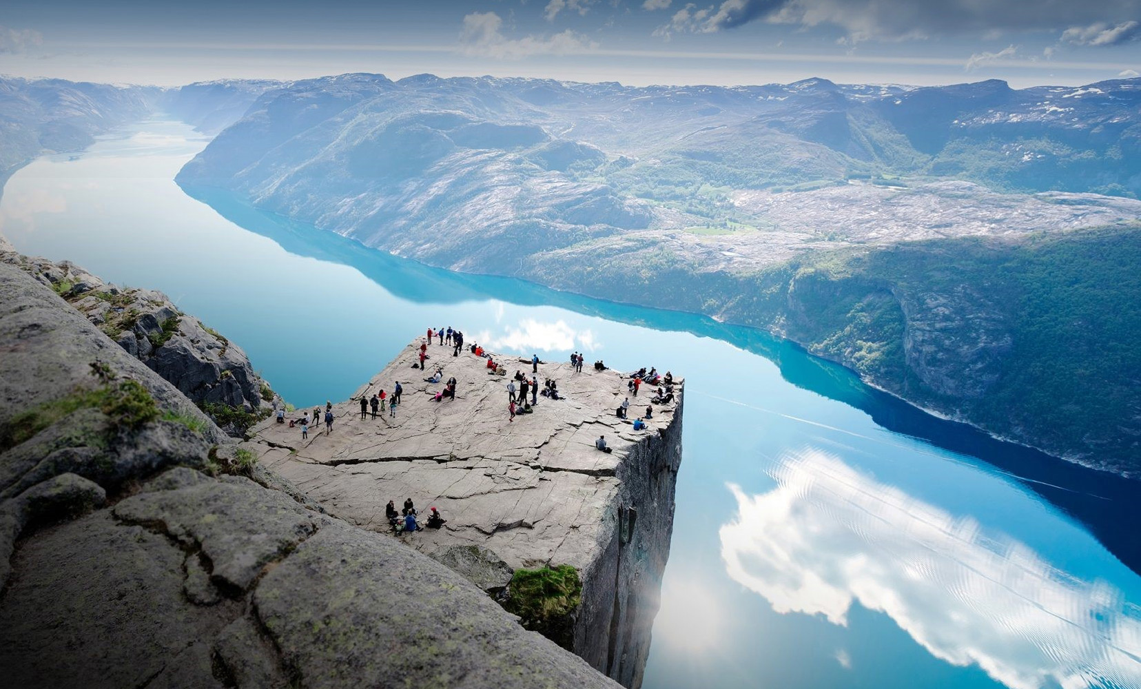 View over Lysefjord from a rocky overlook in Norway