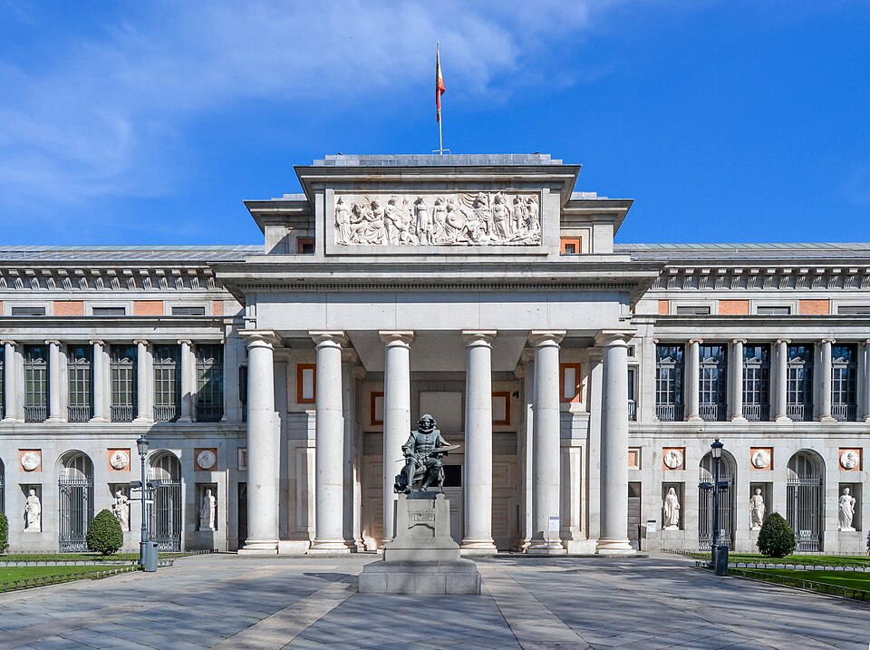 Prado Museum in Madrid — main neoclassical façade with the Velázquez statue