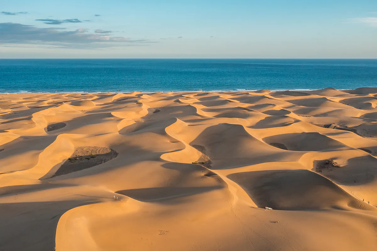 Maspalomas dunes stretching toward the Atlantic Ocean