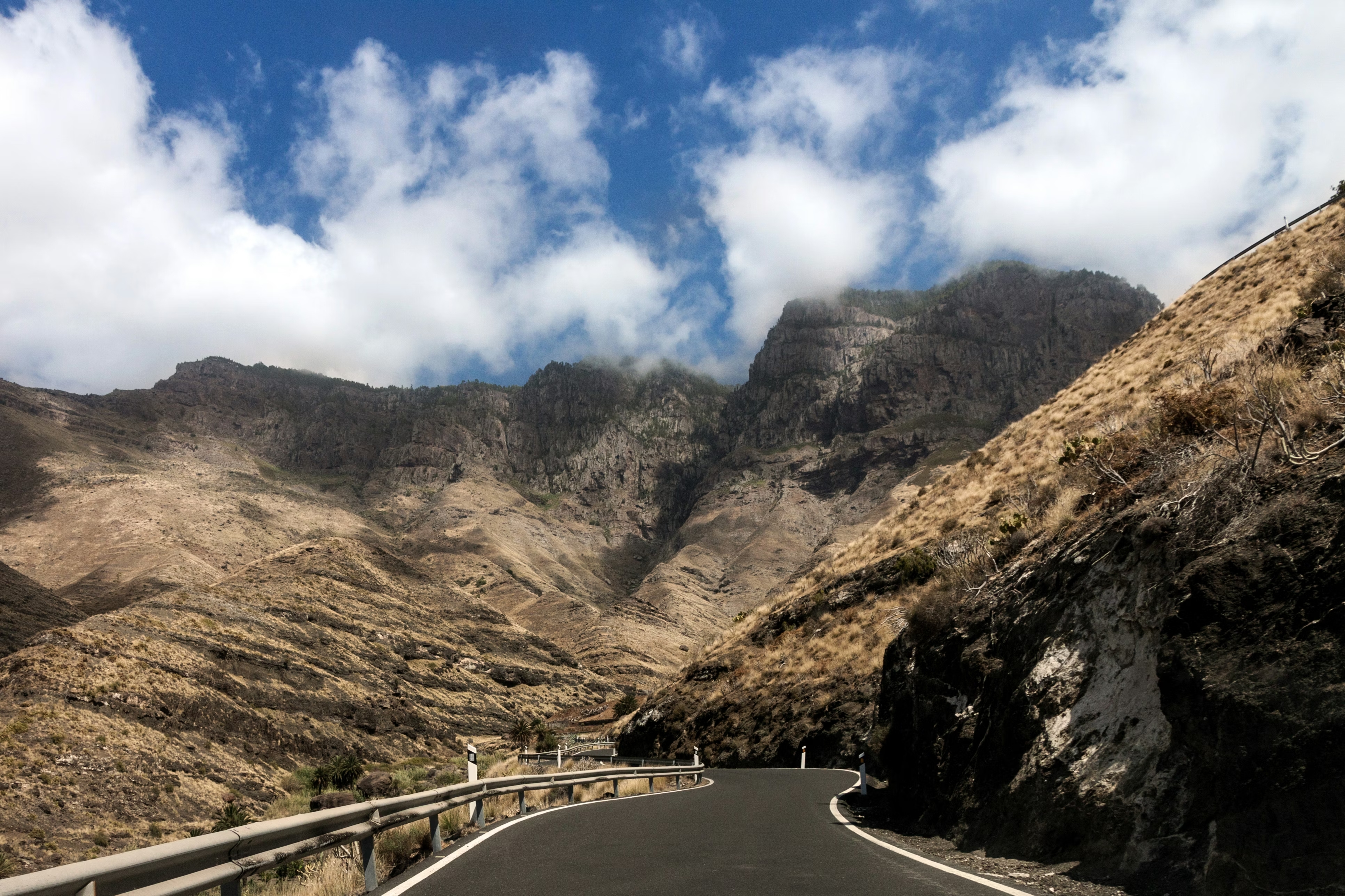 Car driving on a mountain road in Gran Canaria