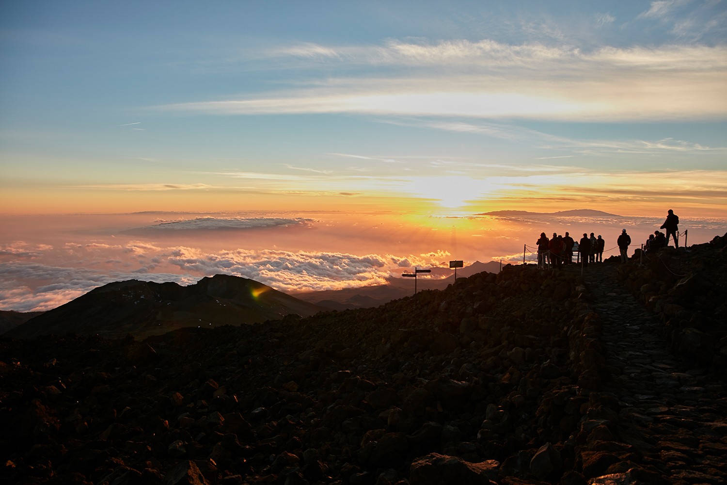 Sunset hiking at Mount Teide – one of the top experiences in the Canary Islands Hiking trail at Mount Teide during sunset in Tenerife