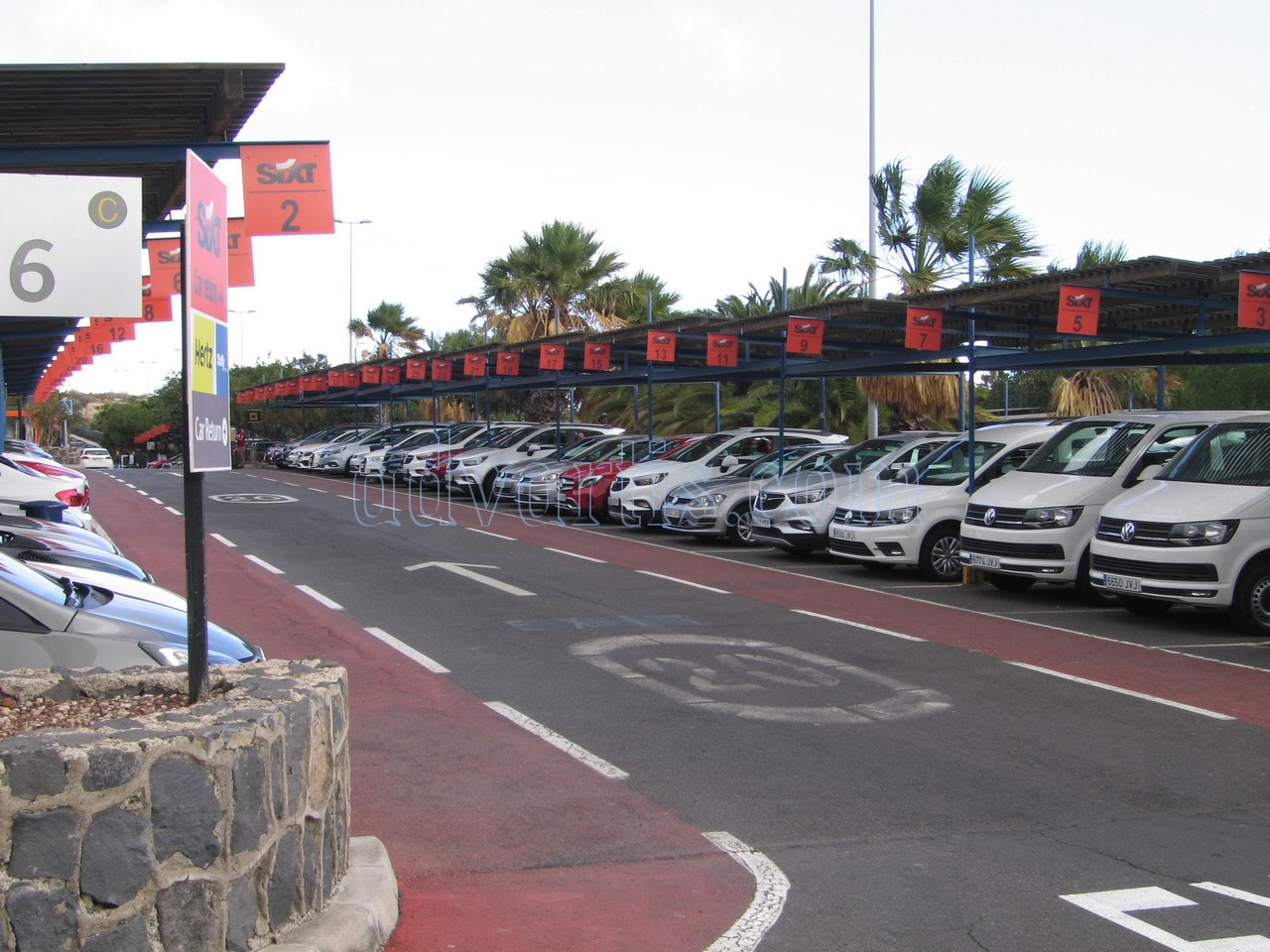 Rental cars parked at Tenerife South Airport