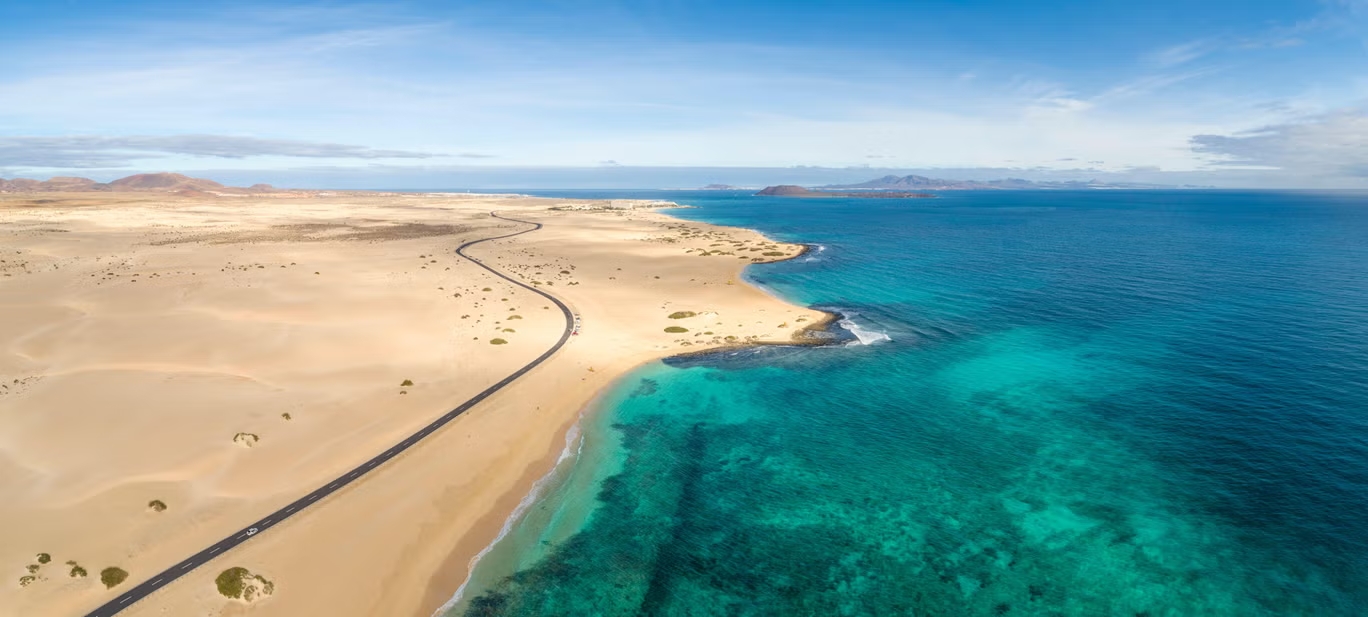 Coastal drive in Fuerteventura with ocean views
