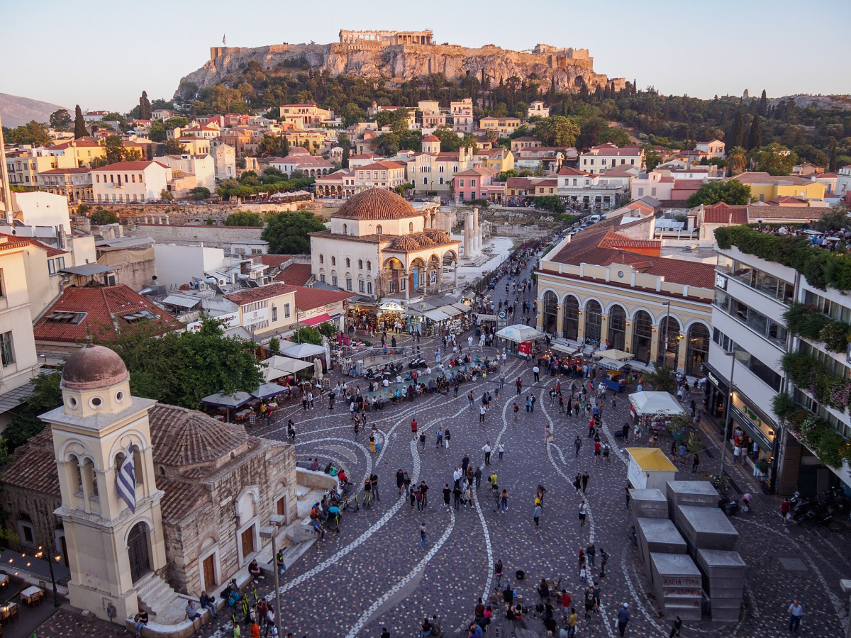 Monastiraki Square and its surrounding buildings. Monastiraki Square and its surrounding buildings.