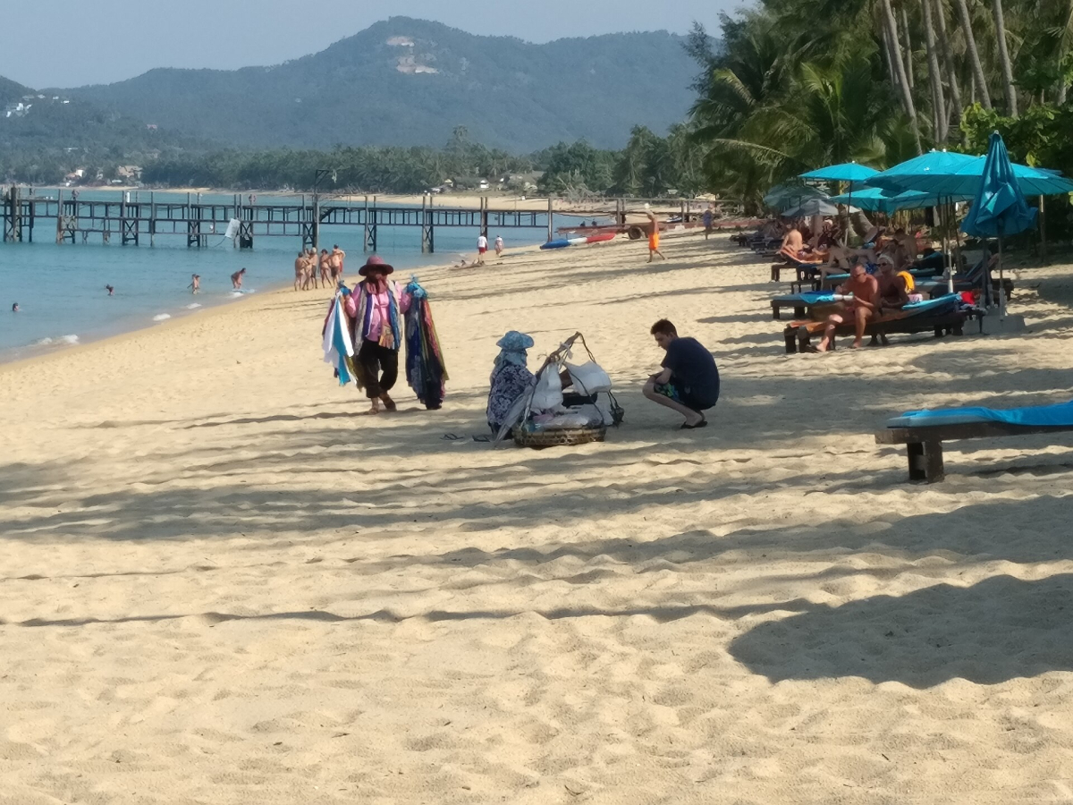 Mae Nam beach on Ko Samui; conditions vary with season and weather.