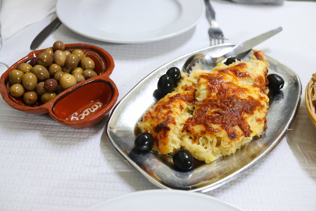 Bacalhau com natas served at a restaurant in Coimbra Bacalhau com natas served at a restaurant in Coimbra