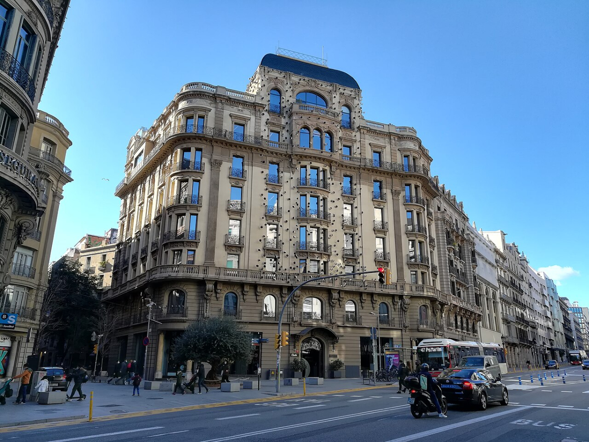 Ohla Barcelona facade on Via Laietana in daylight