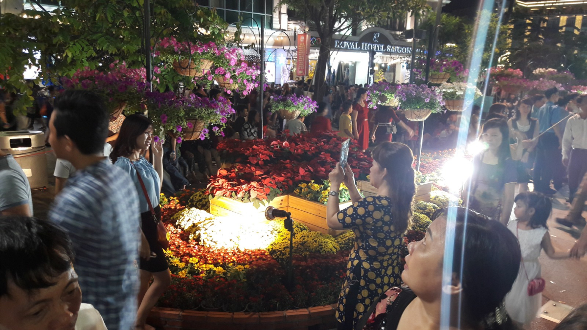 A Tet display on Nguyen Hue Street in Ho Chi Minh City, photographed in February 2017