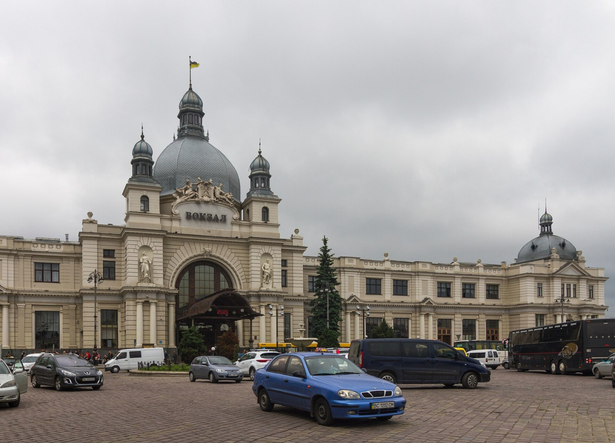 Main facade of Lviv railway station in 2017 Main facade of Lviv railway station in 2017