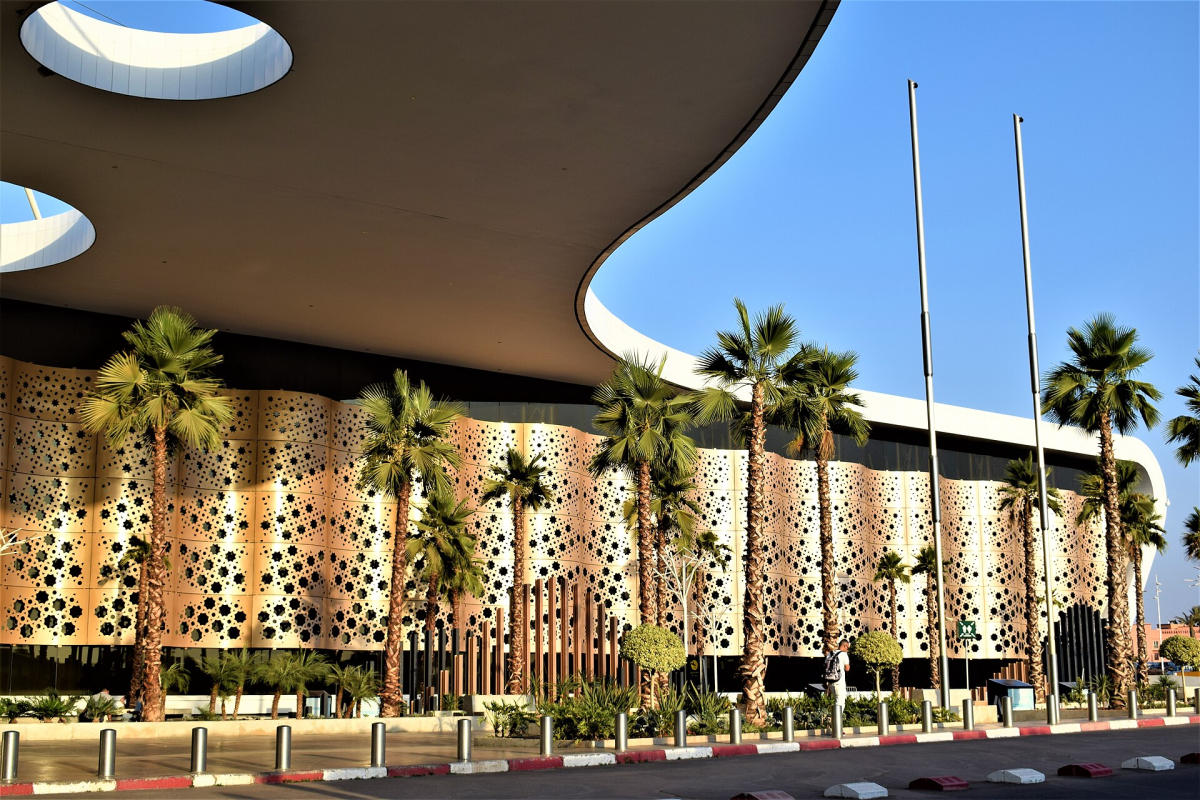 The exterior of Marrakech Menara Airport, photographed in 2019 The exterior of Marrakech Menara Airport, photographed in 2019