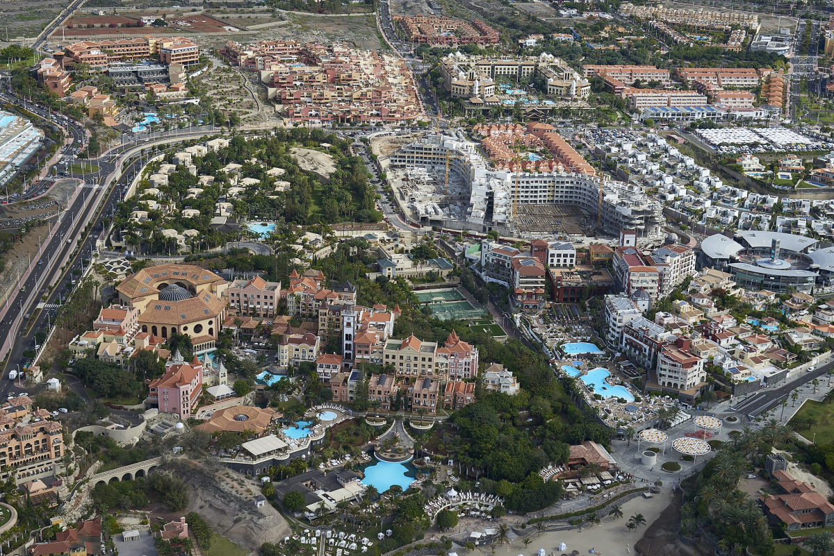 Bahía del Duque resort in Costa Adeje seen from above