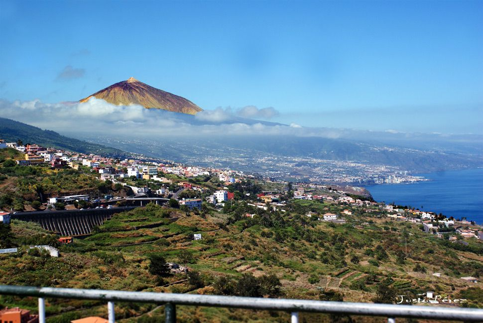 Aerial view of Tenerife with Mount Teide in the distance