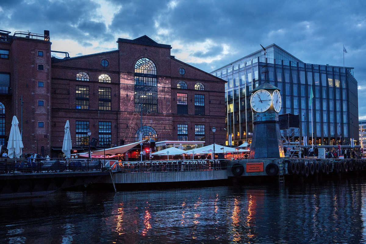 Waterfront buildings at Aker Brygge, photographed in June 2015. Waterfront buildings at Aker Brygge, photographed in June 2015.