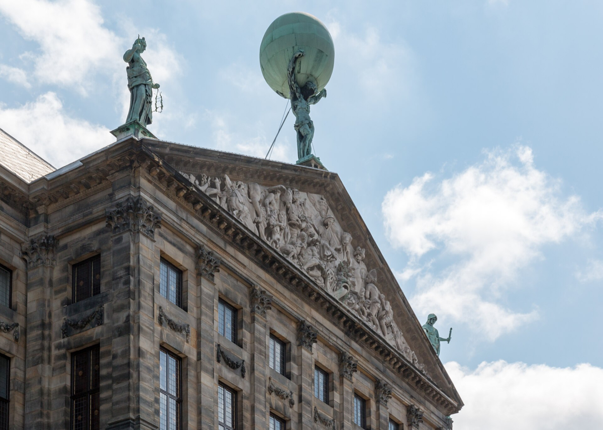 Architectural detail of the Royal Palace Amsterdam.
