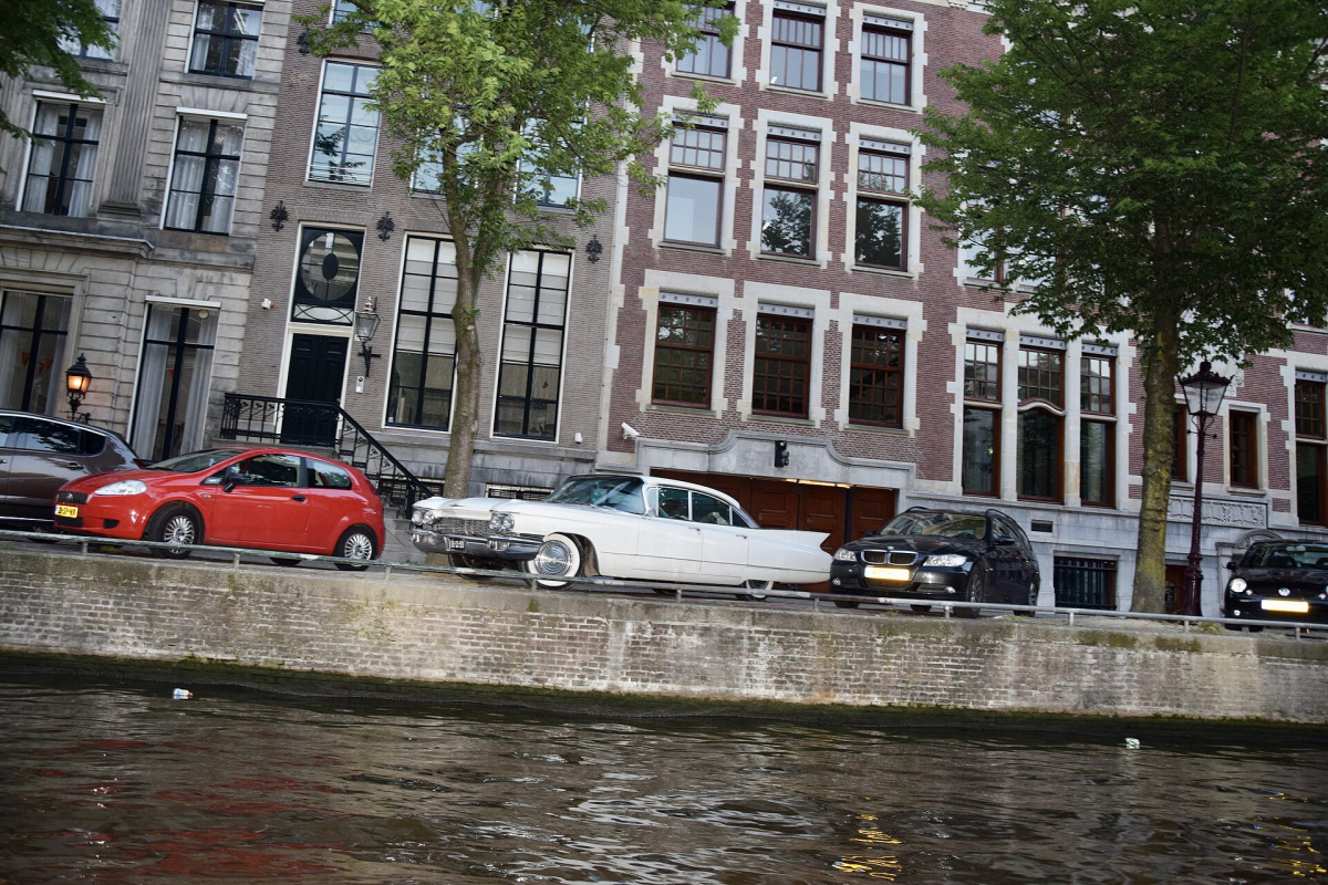 Canal houses along an Amsterdam waterway. Canal houses along an Amsterdam waterway.