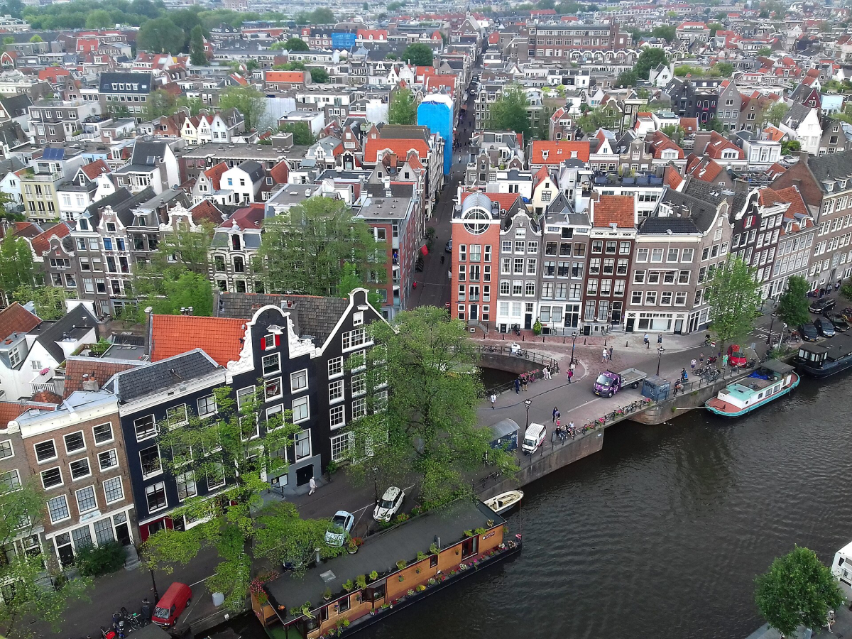 Jordaan and the western canal ring from above. Jordaan and the western canal ring from above.