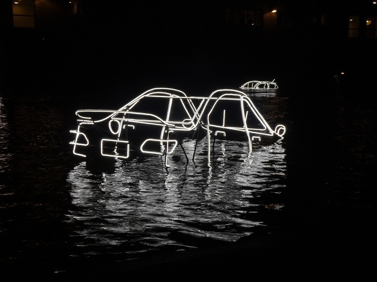 Light art on Entrepotdok during the 2020 Amsterdam Light Festival; the coming edition has a different programme.