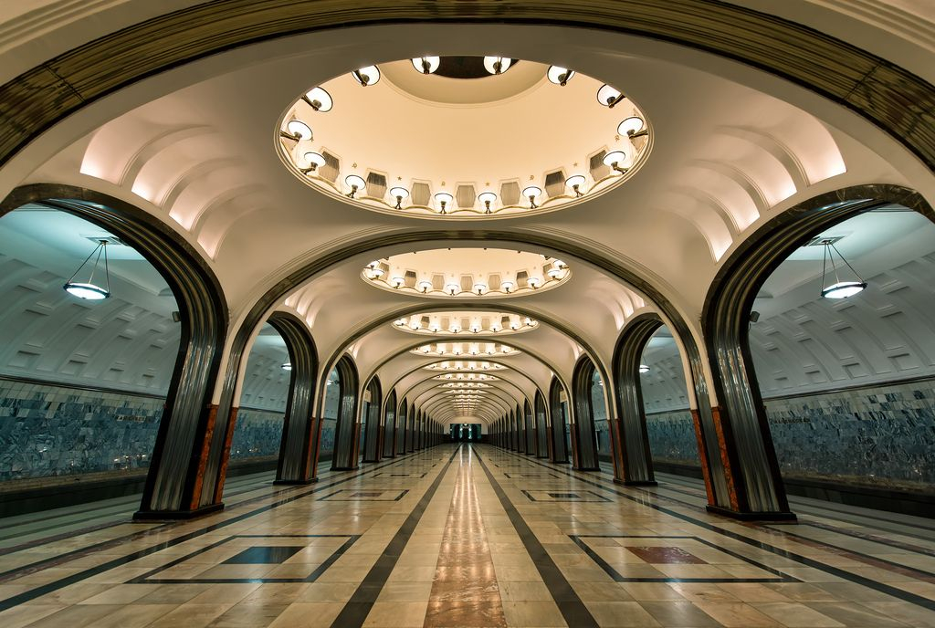 Art deco interior of Moscow Metro station
