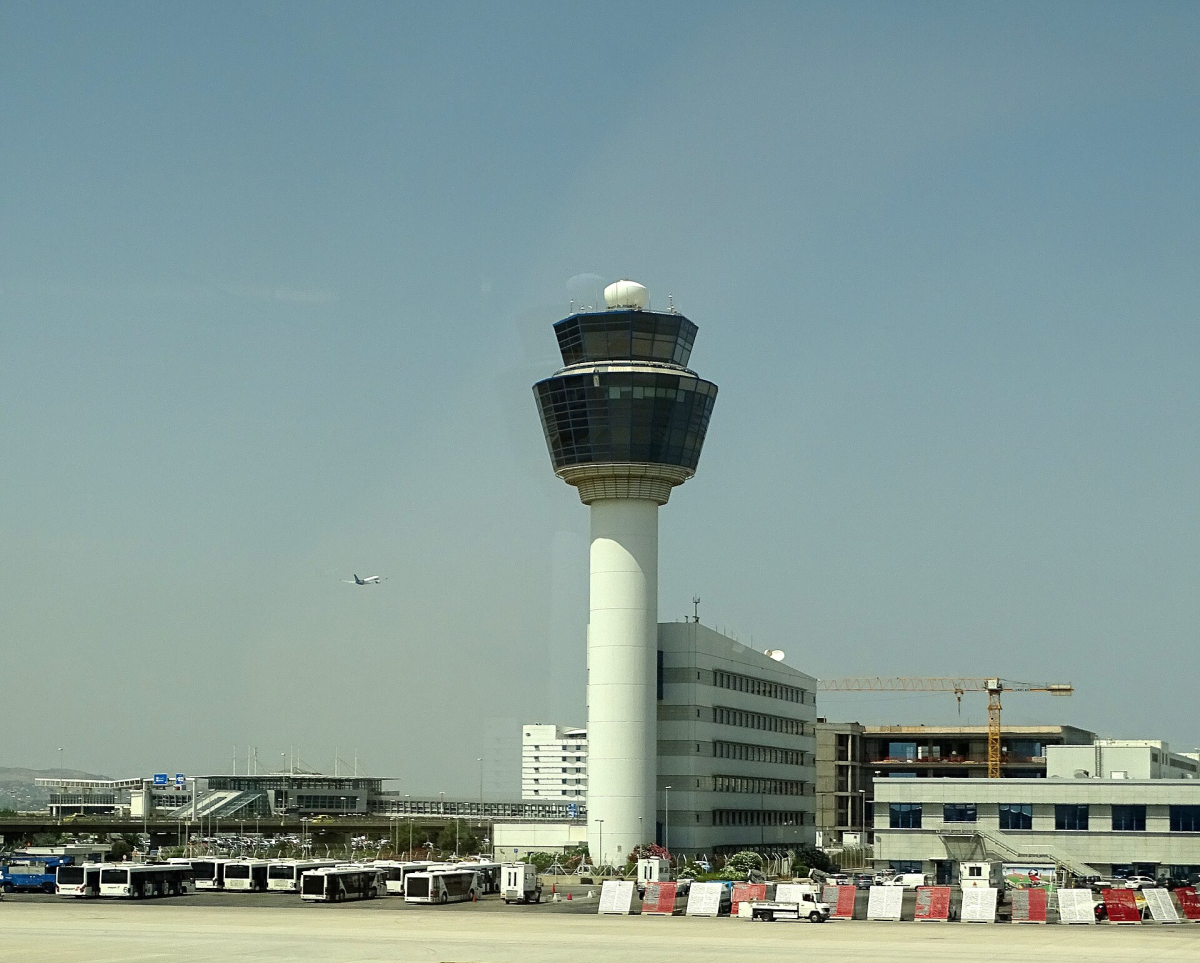 Athens International Airport and its control tower. Athens International Airport and its control tower.