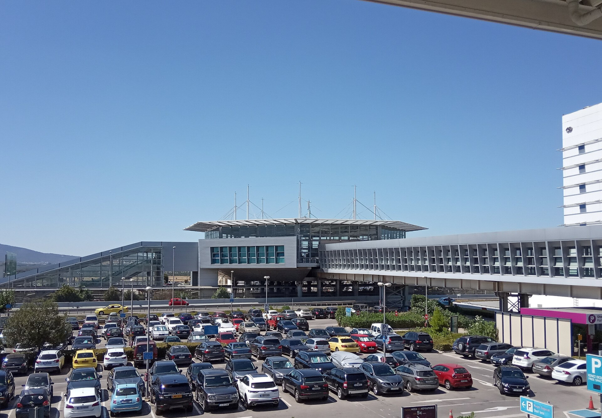 The rail-station approach at Athens International Airport. The rail-station approach at Athens International Airport.