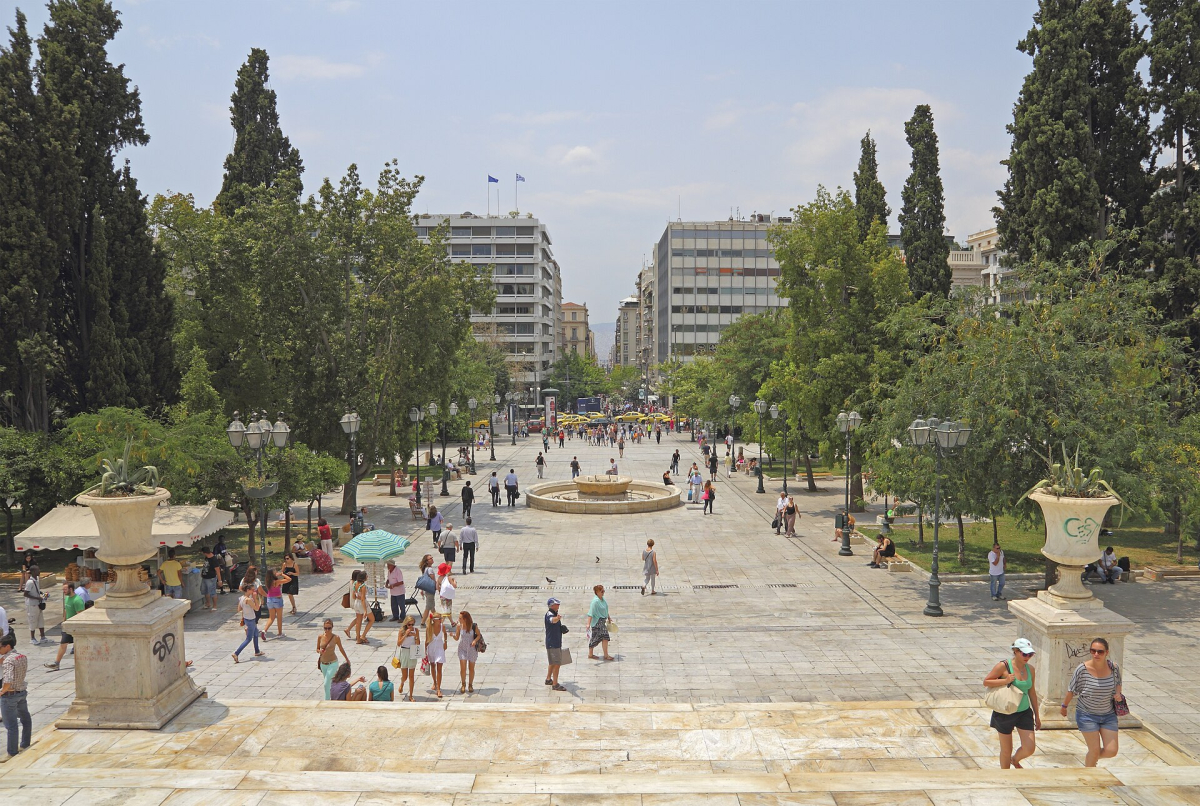 Syntagma Square and the surrounding streets. Syntagma Square and the surrounding streets.
