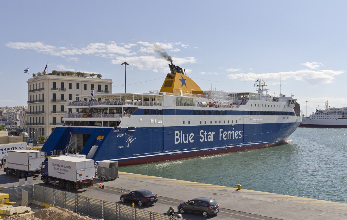 A passenger ferry in the port of Piraeus. A passenger ferry in the port of Piraeus.