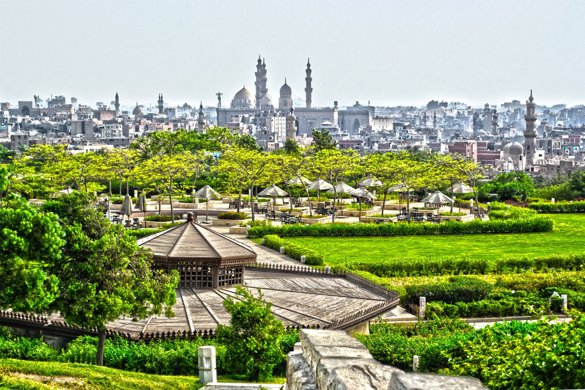 Gardens and Cairo skyline at Al Azhar Park Gardens and Cairo skyline at Al Azhar Park