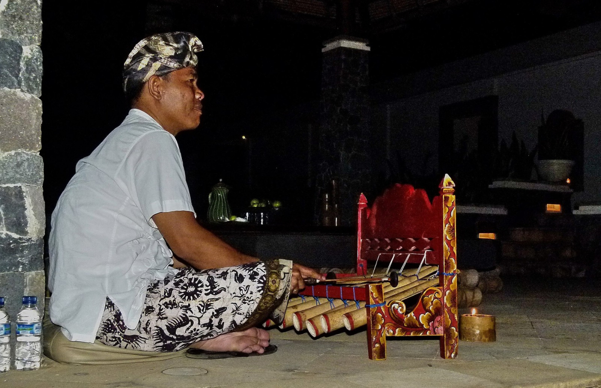A Balinese gamelan player