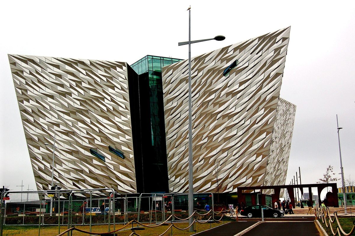The angular exterior of Titanic Belfast in the Titanic Quarter The angular exterior of Titanic Belfast in the Titanic Quarter