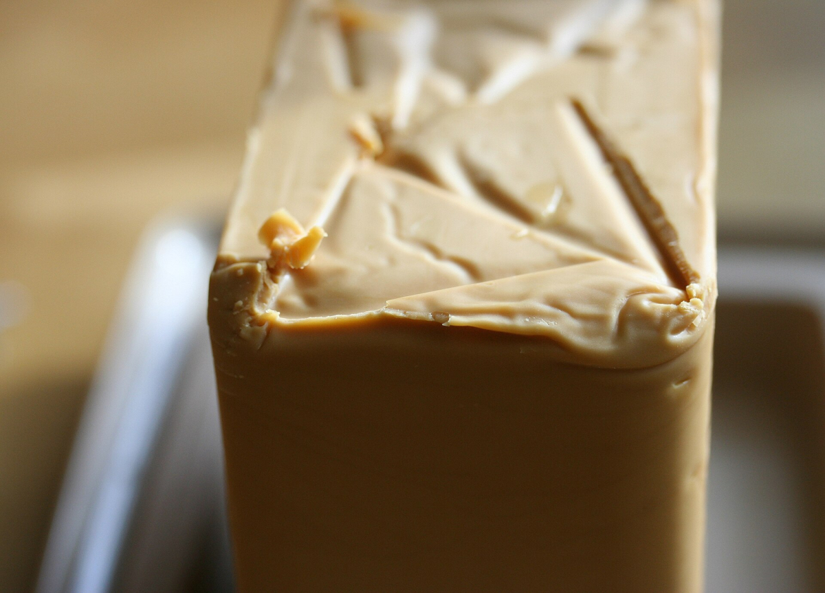 Brunost – Brown cheese: a close view of Norway’s caramel-coloured whey cheese.