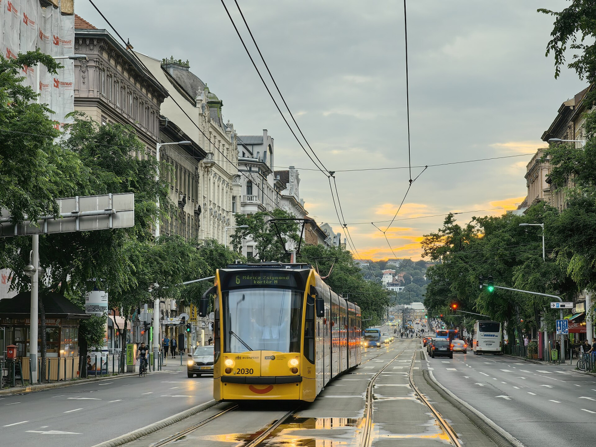 Tram at Jászai Mari tér in Budapest Tram at Jászai Mari tér in Budapest