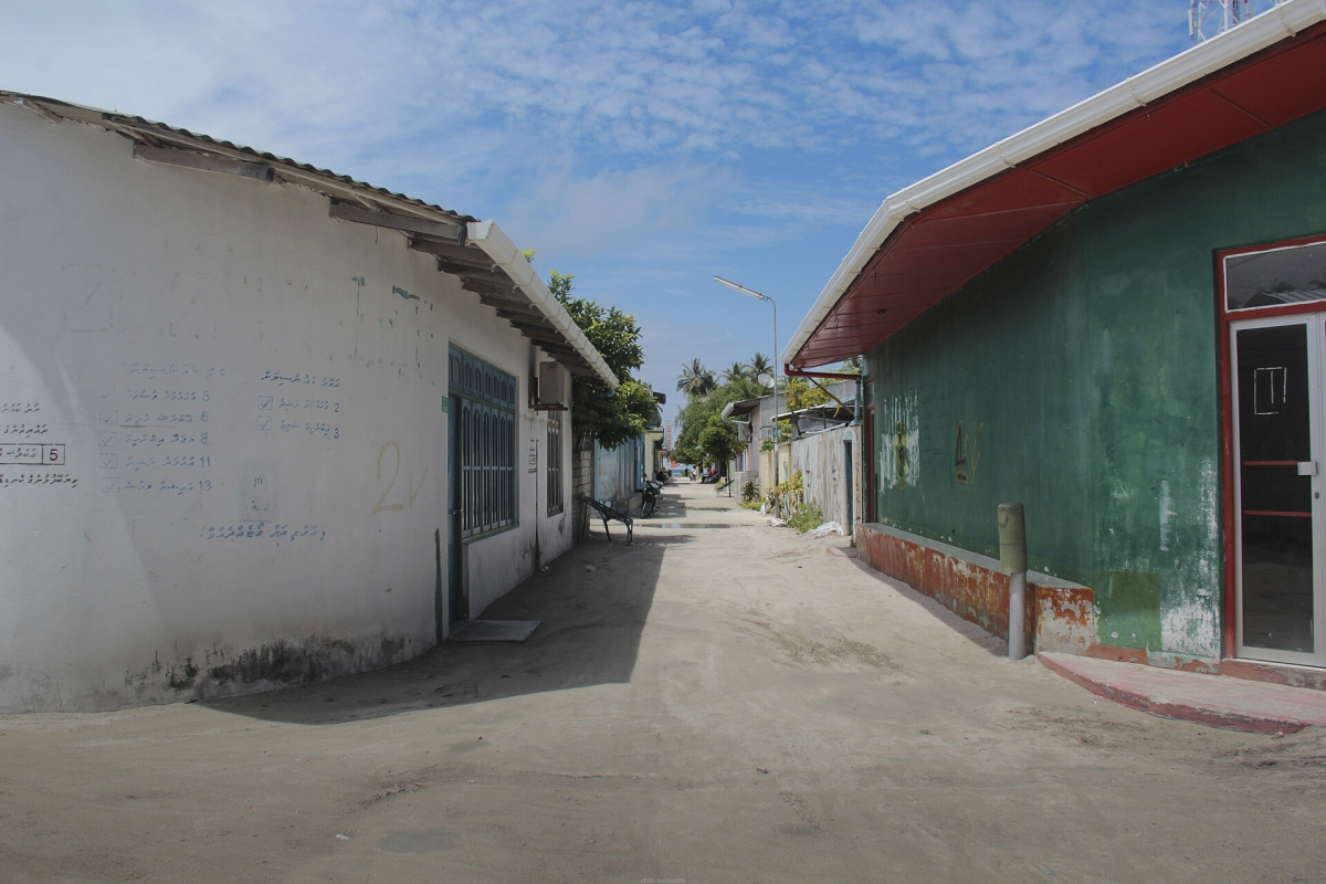 A street in Maafushi, a populated island in South Malé Atoll A street in Maafushi, a populated island in South Malé Atoll