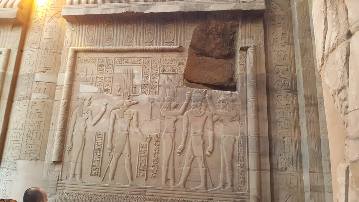 Carved temple wall at Kom Ombo Carved temple wall at Kom Ombo