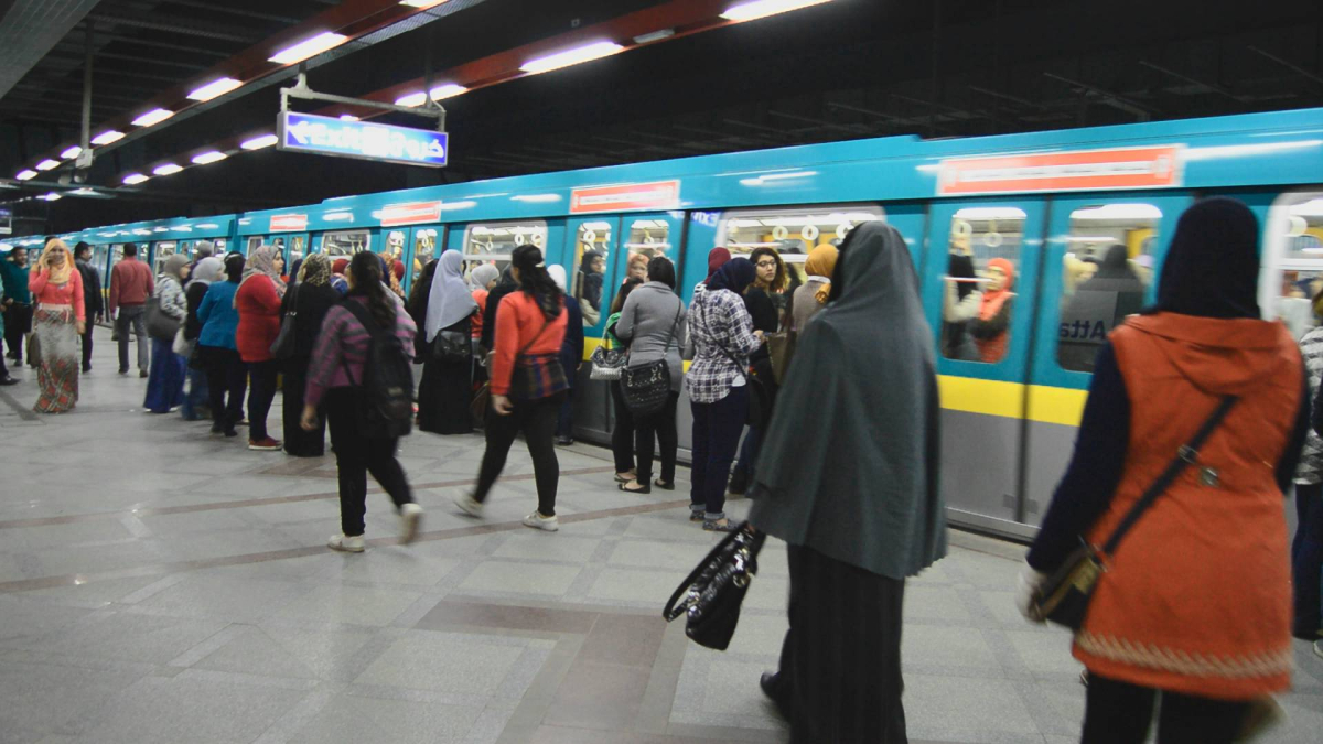 Train at a station on Cairo Metro Line 3 Train at a station on Cairo Metro Line 3