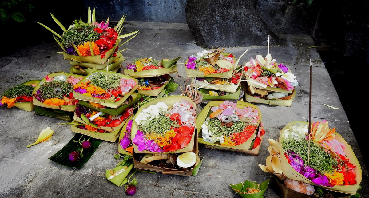 Canang sari offerings in Bali
